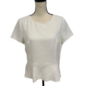 Talbots Petite NWT Ivory Cream Blouse Size 14P Short Sleeve